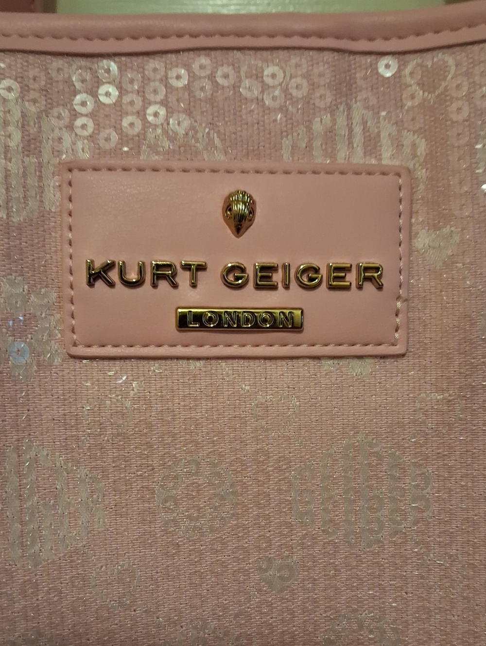 Kurt Geiger Light Pink Sequin Tote With Matching Pouch. - Picture 4 of 7